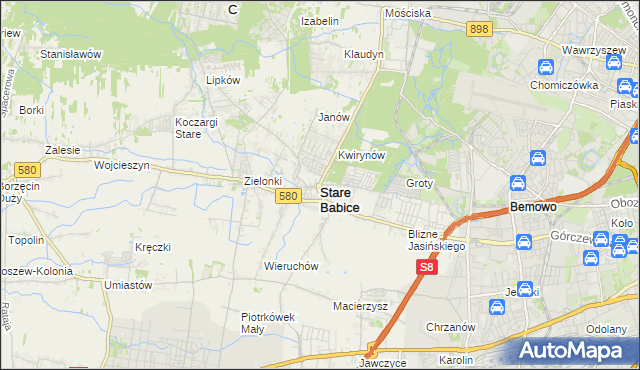 mapa Stare Babice, Stare Babice na mapie Targeo