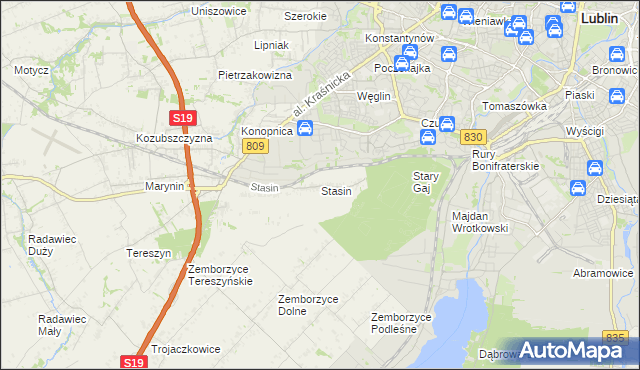 mapa Stasin gmina Konopnica, Stasin gmina Konopnica na mapie Targeo