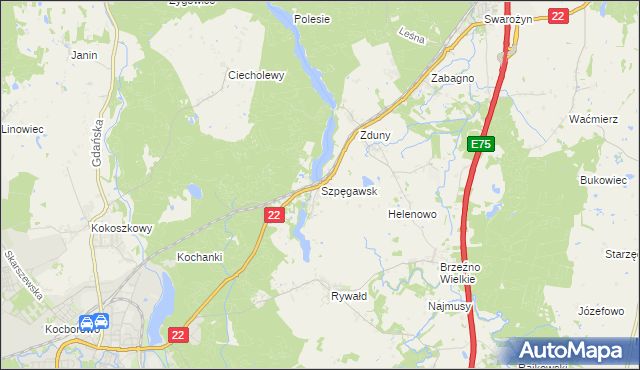 mapa Szpęgawsk, Szpęgawsk na mapie Targeo