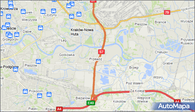 mapa Ulica gmina Kraków, Ulica gmina Kraków na mapie Targeo