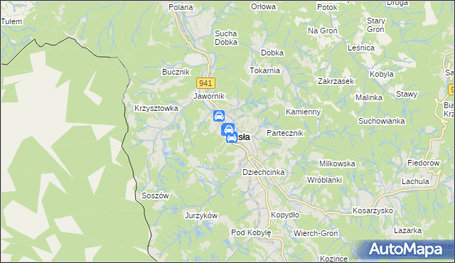 mapa Wisła, Wisła na mapie Targeo