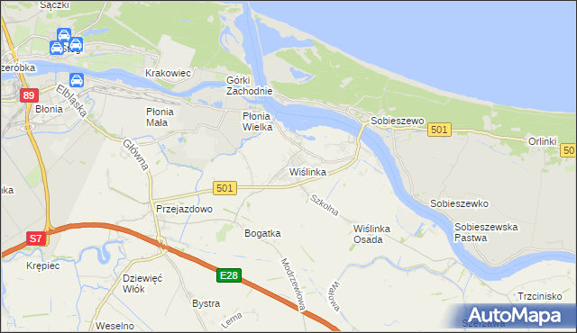 mapa Wiślinka, Wiślinka na mapie Targeo