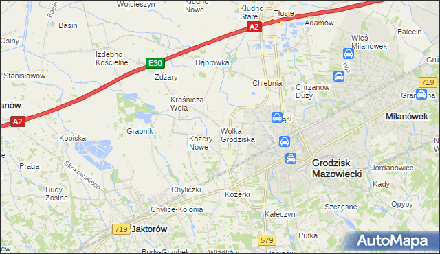 mapa Wólka Grodziska gmina Grodzisk Mazowiecki, Wólka Grodziska gmina Grodzisk Mazowiecki na mapie Targeo