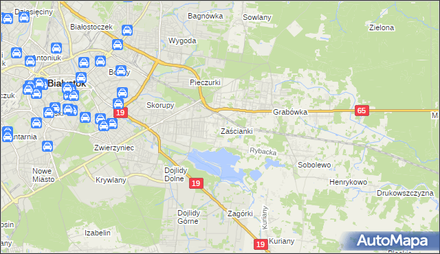 mapa Zaścianki gmina Supraśl, Zaścianki gmina Supraśl na mapie Targeo