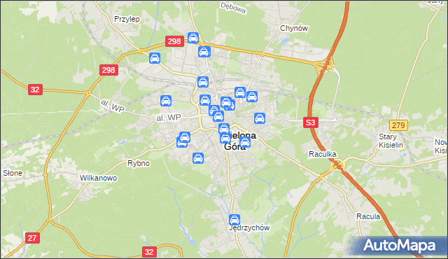 mapa Zielona Góra, Zielona Góra na mapie Targeo