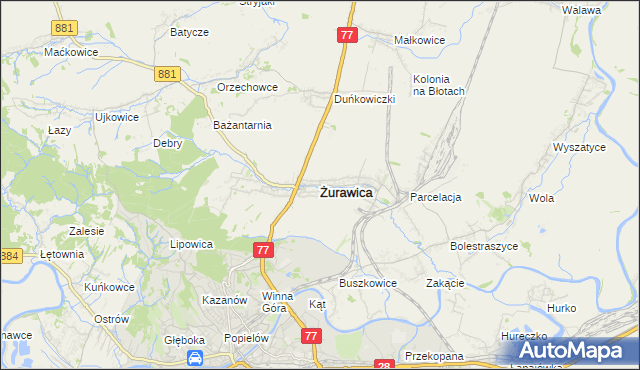 mapa Żurawica powiat przemyski, Żurawica powiat przemyski na mapie Targeo