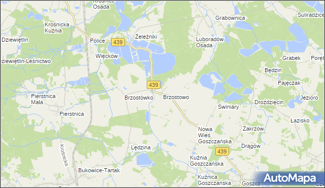 mapa Brzostowo gmina Krośnice, Brzostowo gmina Krośnice na mapie Targeo