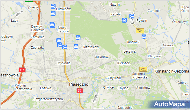 mapa Julianów gmina Piaseczno, Julianów gmina Piaseczno na mapie Targeo