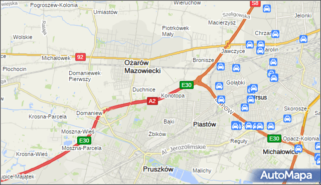 mapa Konotopa gmina Ożarów Mazowiecki, Konotopa gmina Ożarów Mazowiecki na mapie Targeo