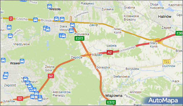 mapa Majdan gmina Wiązowna, Majdan gmina Wiązowna na mapie Targeo