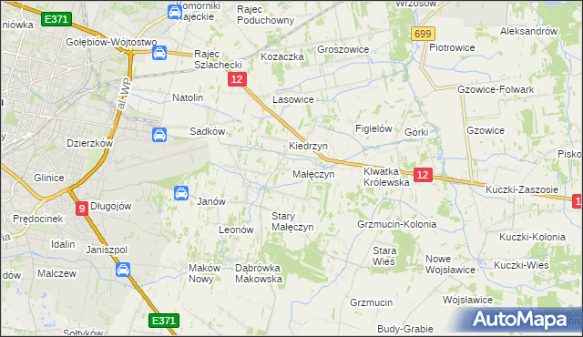 mapa Małęczyn gmina Gózd, Małęczyn gmina Gózd na mapie Targeo