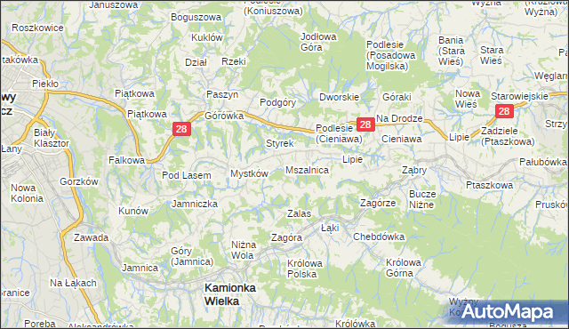 mapa Mszalnica, Mszalnica na mapie Targeo