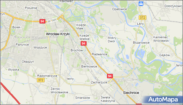 mapa Radwanice gmina Siechnice, Radwanice gmina Siechnice na mapie Targeo