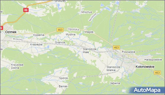 mapa Staniszcze Małe, Staniszcze Małe na mapie Targeo