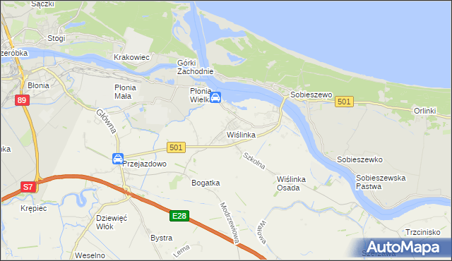 mapa Wiślinka, Wiślinka na mapie Targeo