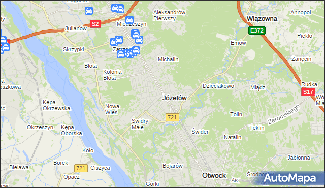 mapa Józefów powiat otwocki, Józefów powiat otwocki na mapie Targeo
