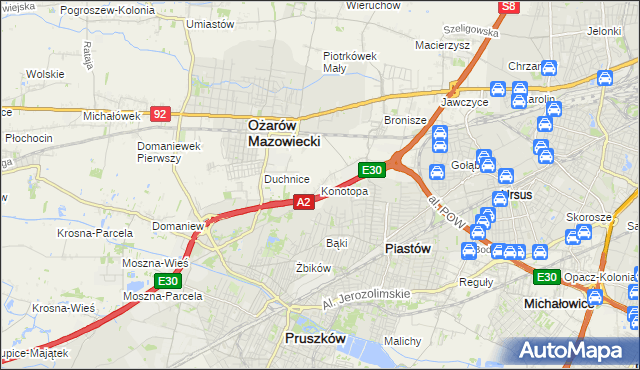 mapa Konotopa gmina Ożarów Mazowiecki, Konotopa gmina Ożarów Mazowiecki na mapie Targeo