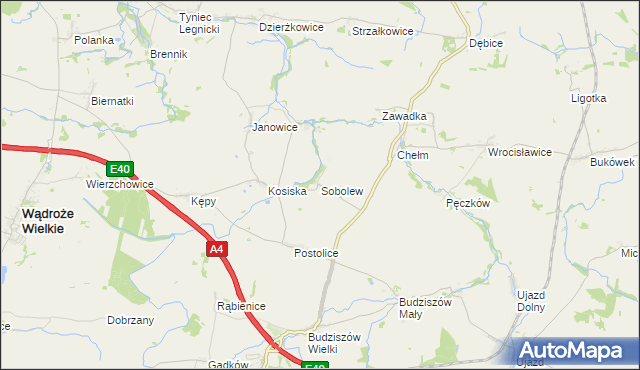mapa Sobolew gmina Wądroże Wielkie, Sobolew gmina Wądroże Wielkie na mapie Targeo
