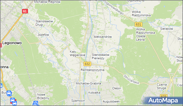 mapa Stanisławów Pierwszy gmina Nieporęt, Stanisławów Pierwszy gmina Nieporęt na mapie Targeo