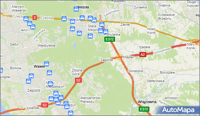 mapa Zagórze gmina Wiązowna, Zagórze gmina Wiązowna na mapie Targeo
