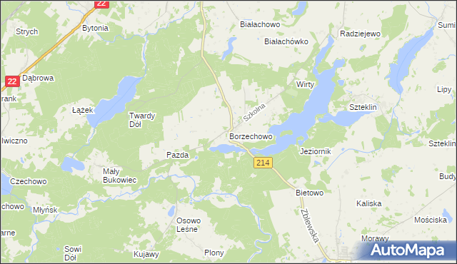 mapa Borzechowo, Borzechowo na mapie Targeo