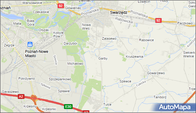 mapa Garby gmina Swarzędz, Garby gmina Swarzędz na mapie Targeo