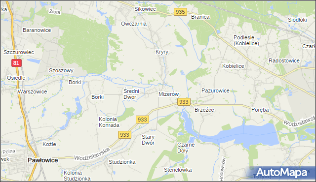 mapa Mizerów, Mizerów na mapie Targeo