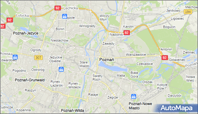 mapa Poznania, Poznań na mapie Targeo