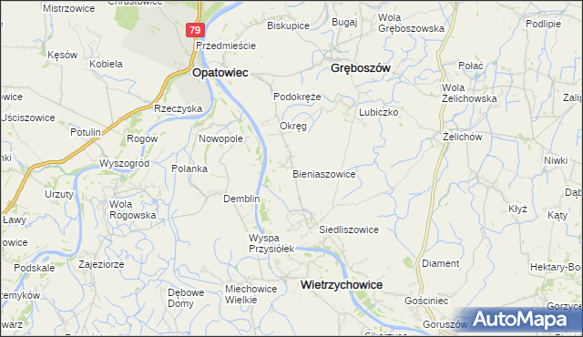 mapa Bieniaszowice, Bieniaszowice na mapie Targeo