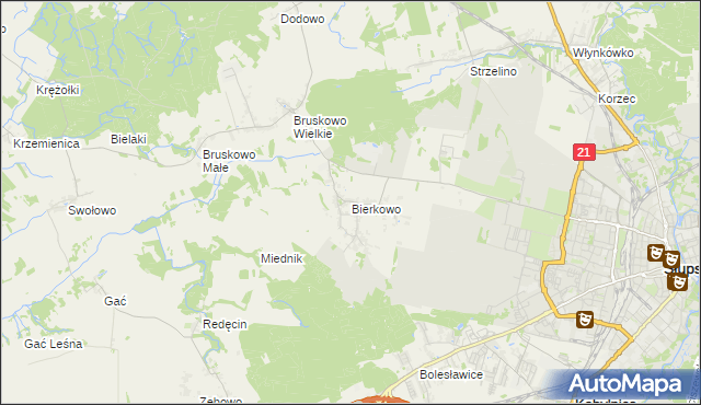 mapa Bierkowo, Bierkowo na mapie Targeo