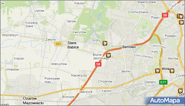 mapa Blizne Jasińskiego, Blizne Jasińskiego na mapie Targeo