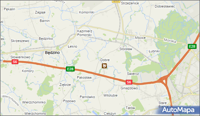mapa Dobre gmina Będzino, Dobre gmina Będzino na mapie Targeo