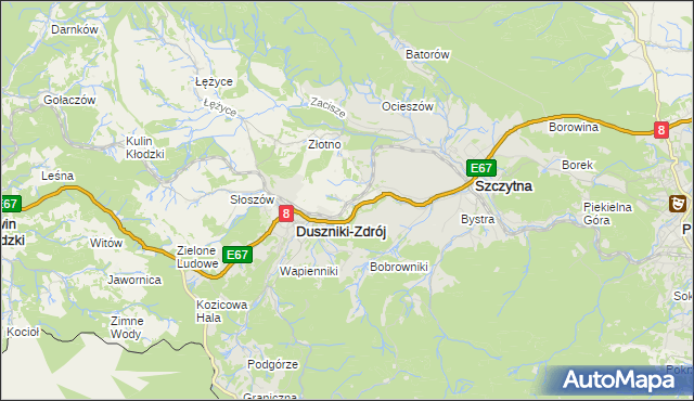 mapa Dolina gmina Szczytna, Dolina gmina Szczytna na mapie Targeo