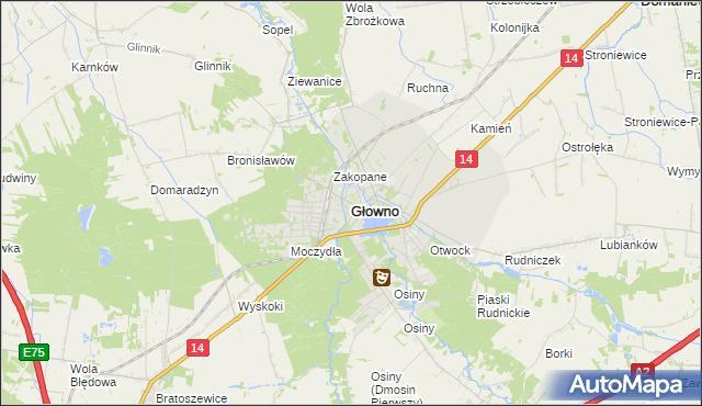 mapa Głowno, Głowno na mapie Targeo