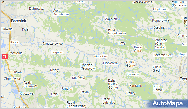 mapa Gogołów gmina Frysztak, Gogołów gmina Frysztak na mapie Targeo