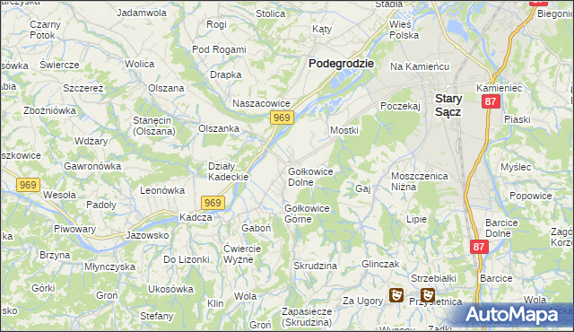 mapa Gołkowice Dolne, Gołkowice Dolne na mapie Targeo