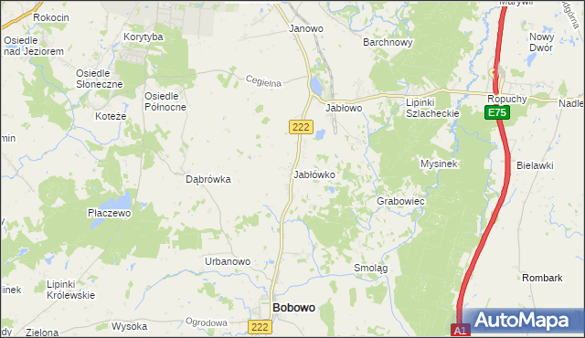 mapa Jabłówko gmina Bobowo, Jabłówko gmina Bobowo na mapie Targeo
