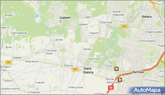 mapa Janów gmina Stare Babice, Janów gmina Stare Babice na mapie Targeo