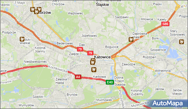 mapa Katowic, Katowice na mapie Targeo