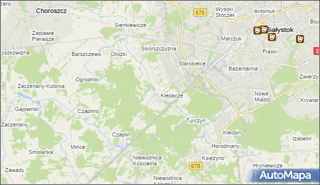 mapa Klepacze gmina Choroszcz, Klepacze gmina Choroszcz na mapie Targeo