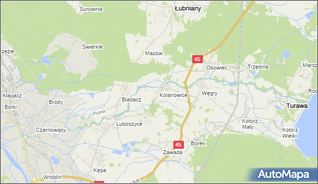 mapa Kolanowice, Kolanowice na mapie Targeo