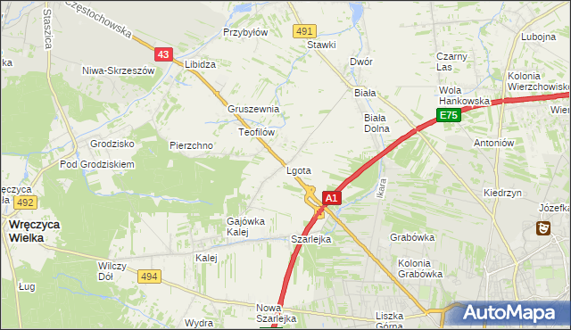 mapa Lgota gmina Kłobuck, Lgota gmina Kłobuck na mapie Targeo