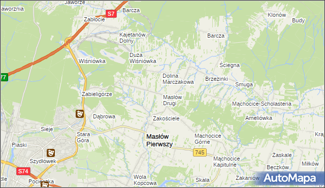 mapa Masłów Drugi, Masłów Drugi na mapie Targeo