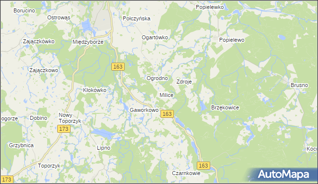 mapa Milice gmina Połczyn-Zdrój, Milice gmina Połczyn-Zdrój na mapie Targeo