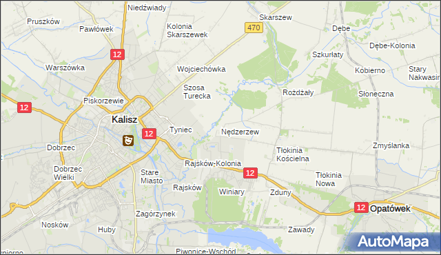 mapa Nędzerzew gmina Opatówek, Nędzerzew gmina Opatówek na mapie Targeo