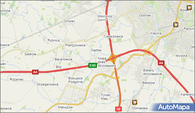 mapa Nowa Wieś Wrocławska, Nowa Wieś Wrocławska na mapie Targeo