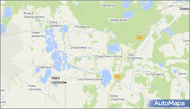 mapa Orzechów-Kolonia, Orzechów-Kolonia na mapie Targeo