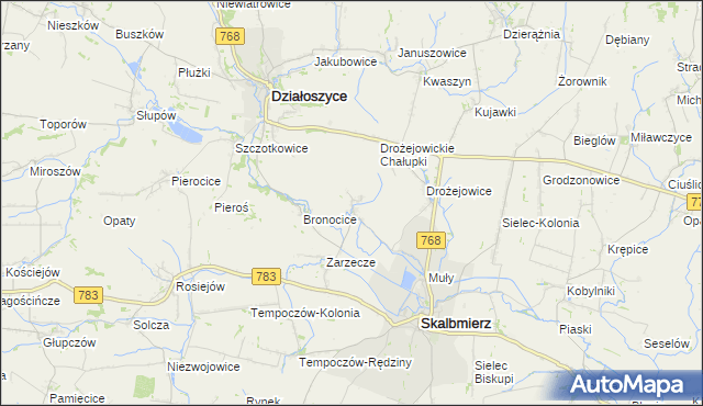 mapa Podgaje gmina Skalbmierz, Podgaje gmina Skalbmierz na mapie Targeo