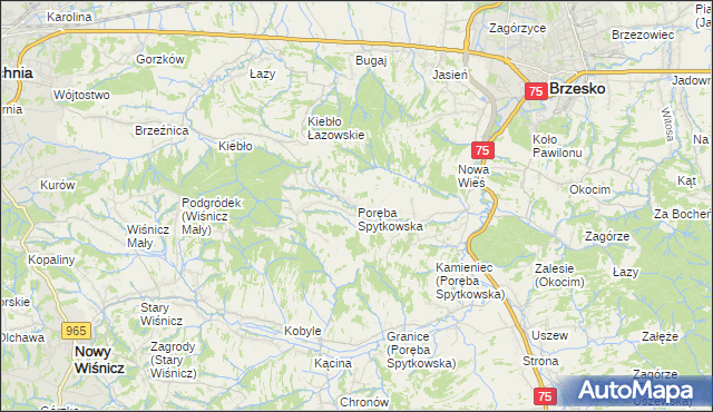 mapa Poręba Spytkowska, Poręba Spytkowska na mapie Targeo