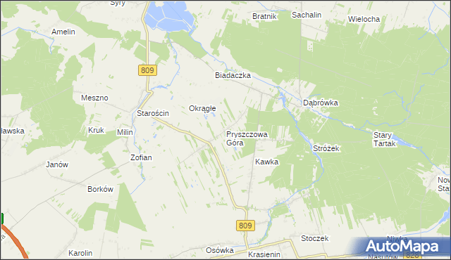 mapa Pryszczowa Góra, Pryszczowa Góra na mapie Targeo